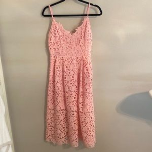 LACE A LINE MIDI DRESS